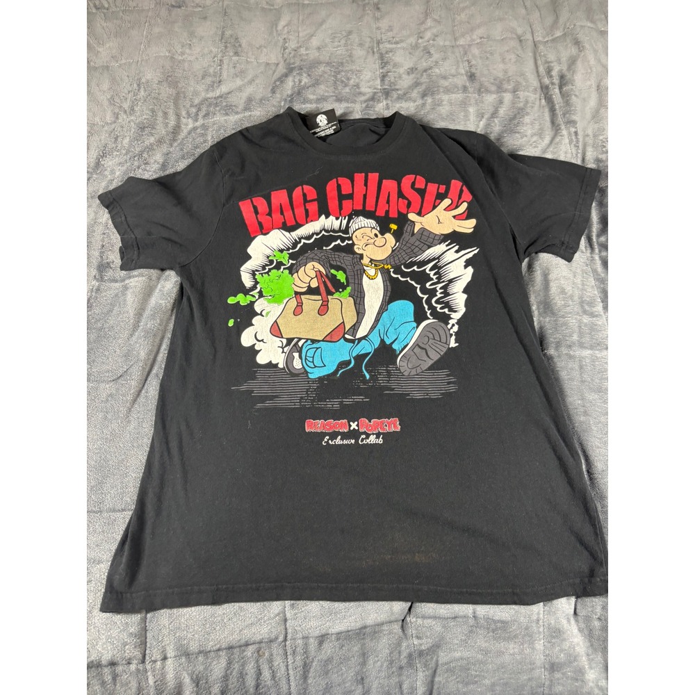 Reason Clothing x Popeye Bag Chaser Graphic T-Shirt Black Mens 2XL Exclusive